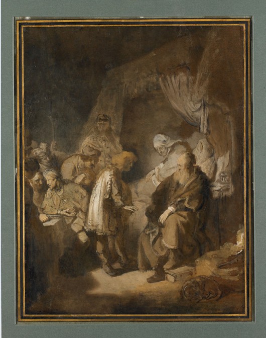 Joseph relating his dreams to his parents and brothers de Rembrandt van Rijn