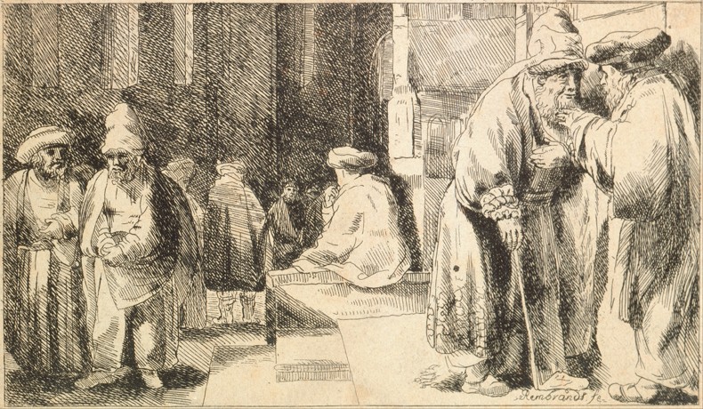Jews in the Synagogue de Rembrandt van Rijn