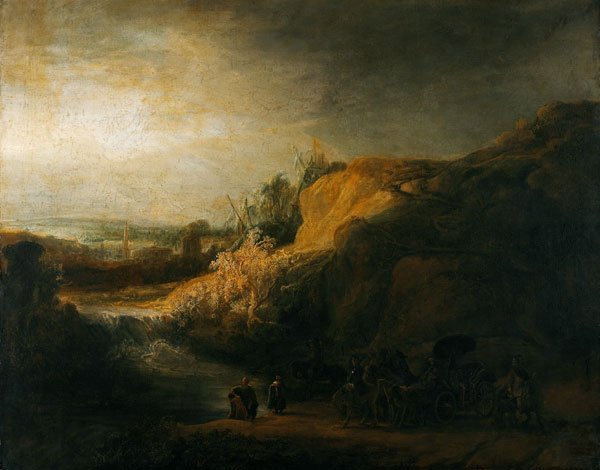 Landscape with the baptism of the Eunuch de Rembrandt van Rijn