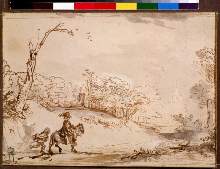Landscape with a Horseman de Rembrandt van Rijn