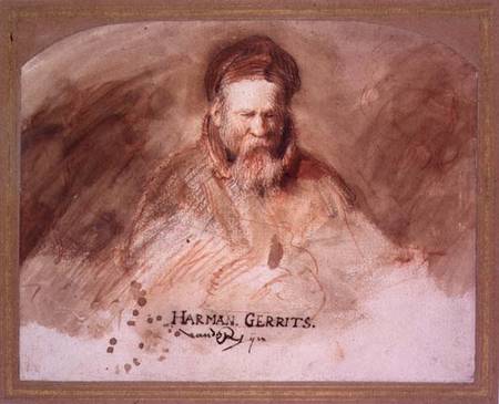 Portrait of an Old Man (chalk and bistre wash) de Rembrandt van Rijn
