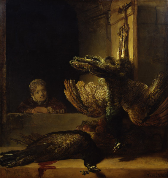 Rembrandt / Still-life with dead peacock de Rembrandt van Rijn