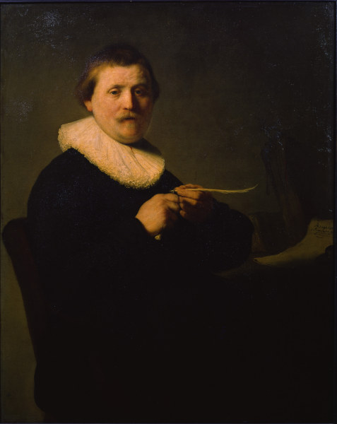 Rembrandt, Feder schneidender Mann de Rembrandt van Rijn