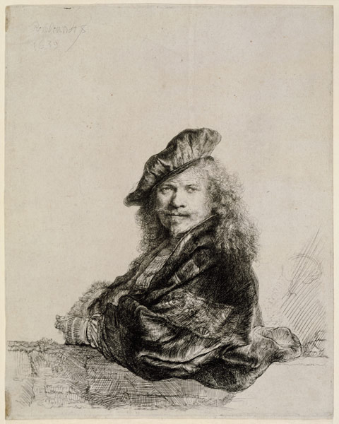 Selbstbildnis mit aufgelehntem Arm de Rembrandt van Rijn