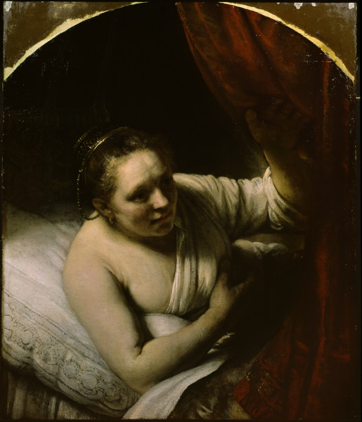 Rembrandt, Junge Frau im Bett de Rembrandt van Rijn