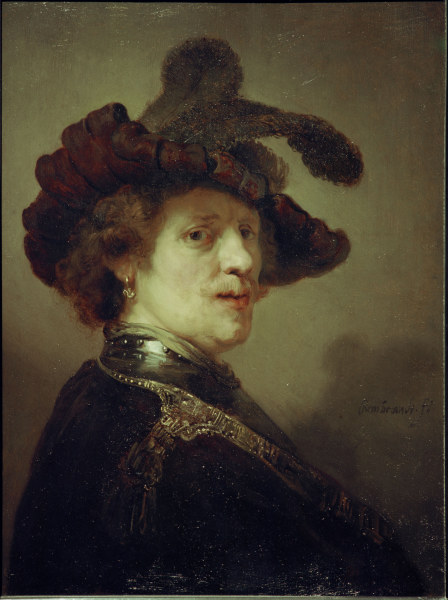 Rembrandt, Selbstbildnis mit Federhut de Rembrandt van Rijn