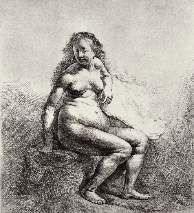 Seated nude woman de Rembrandt van Rijn