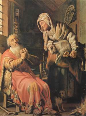 Tobias suspects his wife of the theft de Rembrandt van Rijn