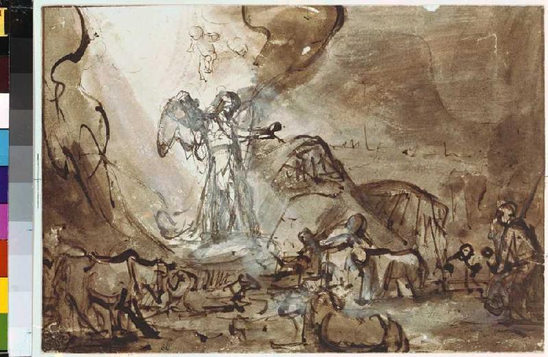 Proclamation to the shepherds de Rembrandt van Rijn