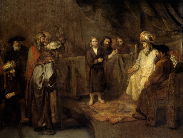 The Twelve Year Old Jesus in front of the Scribes de Rembrandt van Rijn