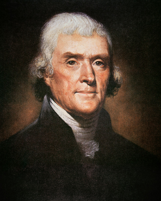 Thomas Jefferson (1743-1826) (colour litho) de Rembrandt Peale