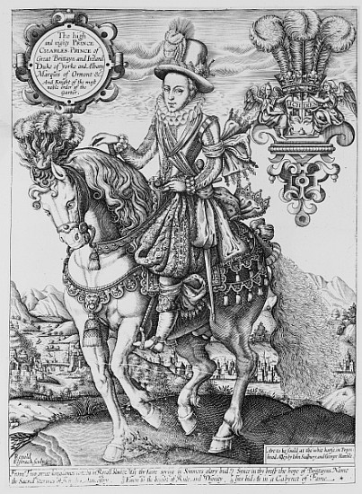Charles I as Prince of Wales on Horseback, from ''The Book of Kings'' de Renold Elstrack