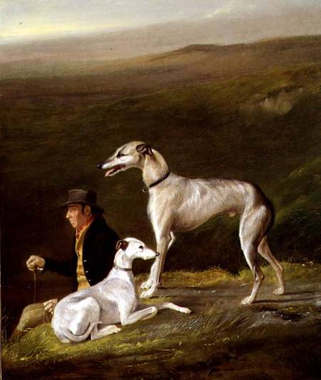 Old Sandy, Trainer to Alexander Graham, with Two Greyhounds in a Highland Landscape de R.G. Brown