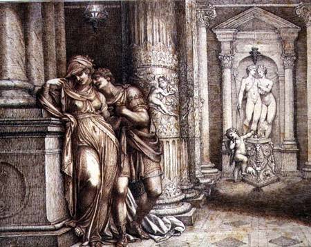 Hero and Leander in the Temple (brush, bistre and pencil on de Richard Cosway