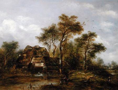 Overshot Mill with Man Fishing de Richard Hilder