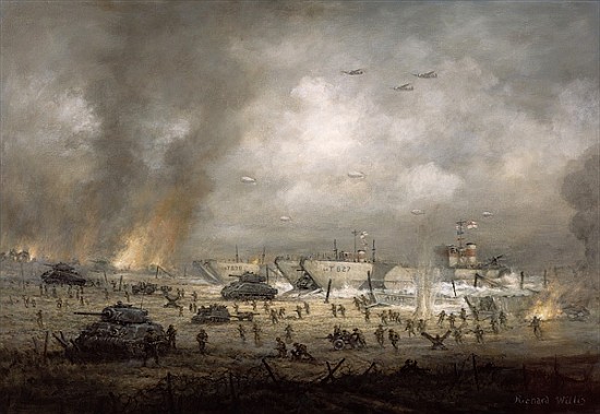 ''The Tanks Go In'', Sword Beach (oil on canvas)  de Richard  Willis