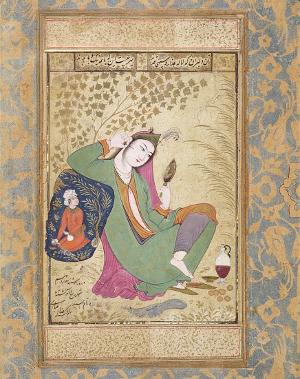 Lady with a Mirror, 16th/17th century de Riza-i Abbasi