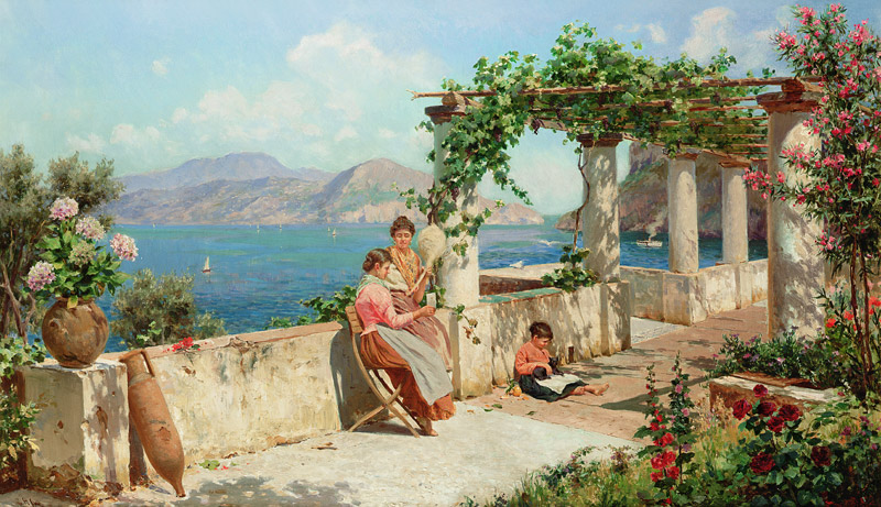 Figures on a Terrace in Capri de Robert Alott