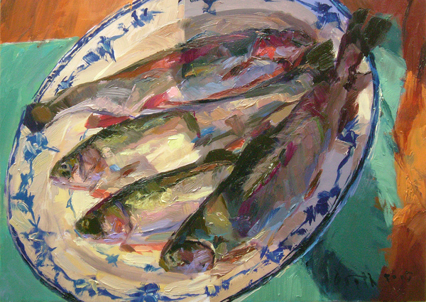 Four Fish on a Porcelain Plate de ROBERT BOOTH CHARLES ROBERT BOOTH CHARLES