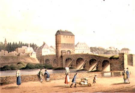 Entrance into Hanau over the Kinzig Bridge, from 'An Illustrated Record of Important Events in the A de Robert Bowyer