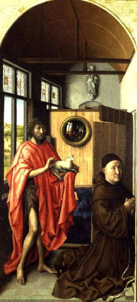 St. John the Baptist and the Donor, Heinrich Von Werl from the Werl Altarpiece de Robert Campin