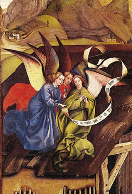 Nativity, detail of three angels de Robert Campin