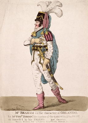 Mr. Braham in the character of Orlando from Shakespeare's 'As You Like It', pub. 1802 (coloured engr de Robert Dighton