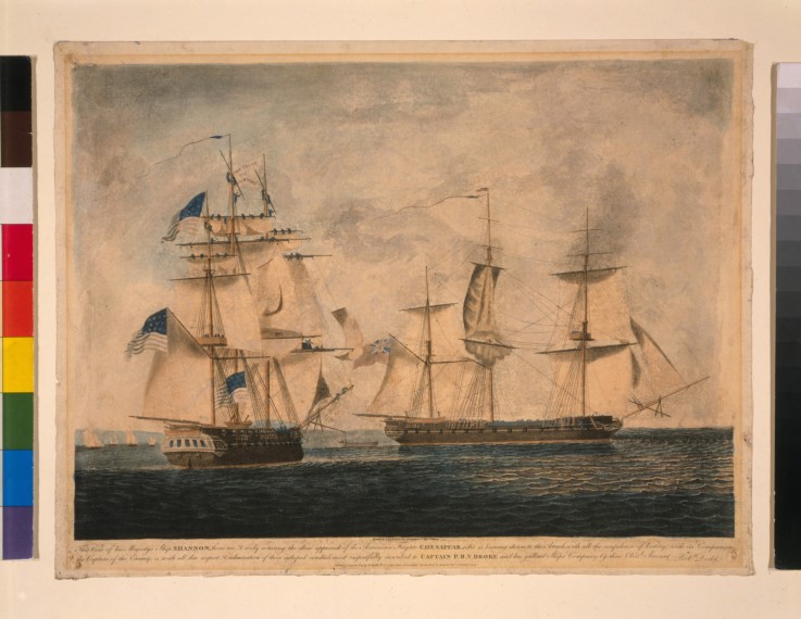 HMS Shannon captures USS Chesapeake, 1 June 1813 de Robert Dodd