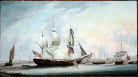 Shipping in the Thames at Deptford de Robert Dodd