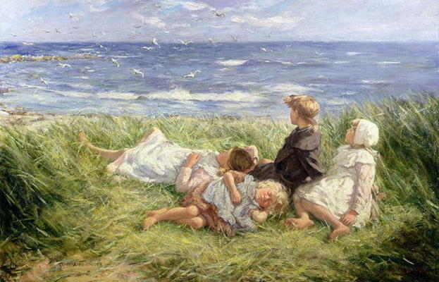 Sea Gulls and Sapphire Seas, 1912 (oil on canvas) de Robert Gemmell Hutchison
