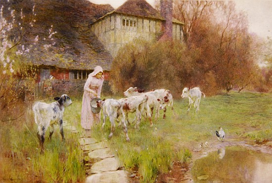 Feeding the Calves de Robert Gustav Meyerheim