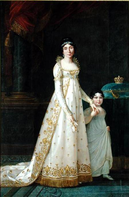 Portrait of Marie-Julie Clary (1777-1845) Queen of Naples with her daughter Zenaide Bonaparte (1801- de Robert Lefevre