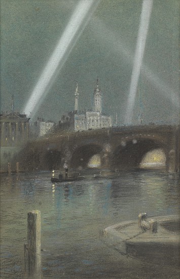 War Searchlights over London Bridge de Robert Randoll
