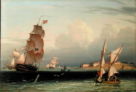 Ship Going Out, Fort Independence, Boston Harbour de Robert Salmon