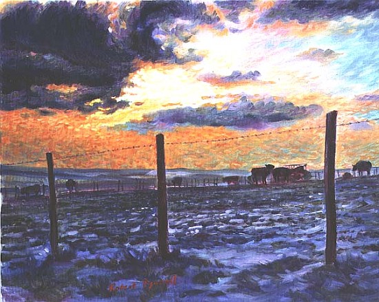 Dusk on the Downs in Winter, 1996  de Robert  Tyndall