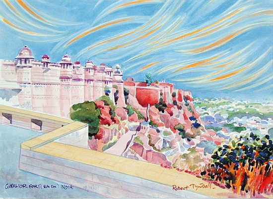 Gwalior Fort, India, 2001 (w/c on paper)  de Robert  Tyndall