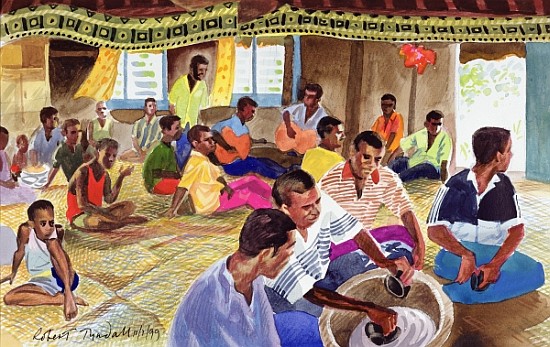 Kava Drinking Ceremony, Fiji, 1999 (w/c on paper)  de Robert  Tyndall