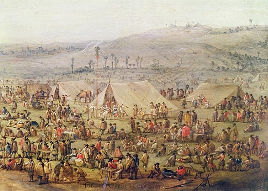 Military Encampment (oil on copper) (detail of 341904) de Robert van den Hoecke