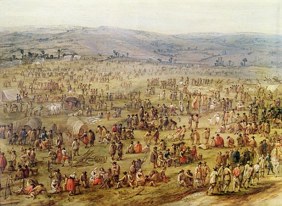 Military Encampment (oil on copper) (detail of 341904) de Robert van den Hoecke