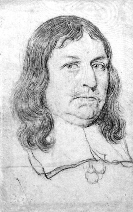 Male portrait possibly of Oliver Cromwell (1599-1658) cil on de Robert White