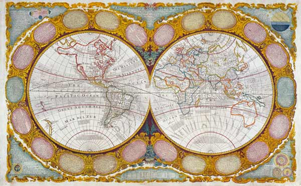 A New and Correct Map of the World, 1770-97 de Robert Wilkinson