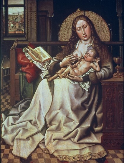 Virgin and Child Before a Firescreen, c.1440 (oil & egg tempera on panel) de (Robert Campin) Master of Flemalle