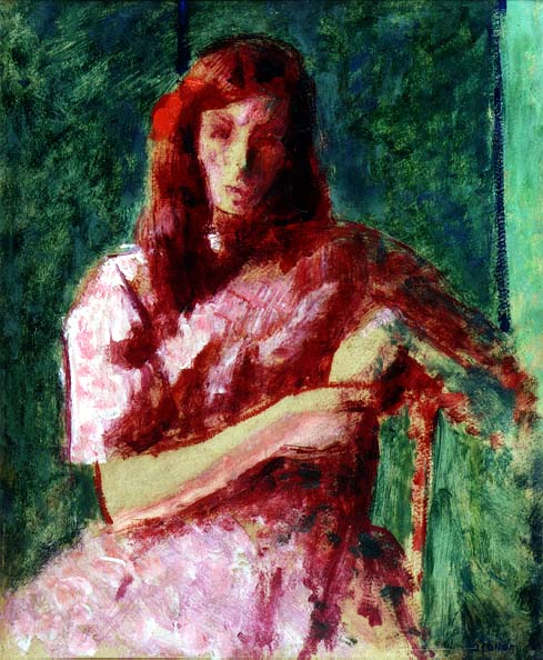 A Sad Young Girl (The Red Lady) (oil on board)  de Roderic O'Conor