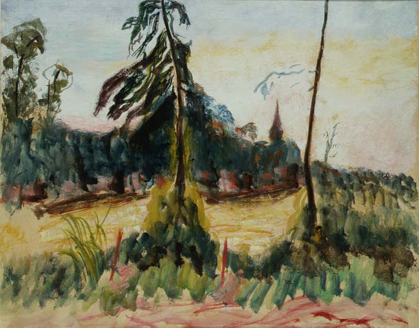 Landscape with Trees and a Small Church (oil on board)  de Roderic O'Conor