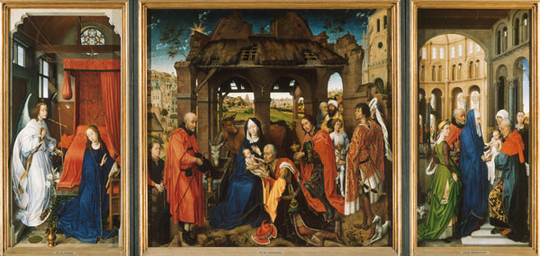 Dreikönigs/Columba-Altar. Gegen 1455. Verkündigung Mariae/Anbetung der Könige. de Rogier van der Weyden