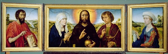 The Braque Family Triptych, St. John the Baptist, Christ the Redeemer between the Virgin and St. Joh de Rogier van der Weyden