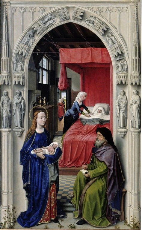The Nativity of John the Baptist (The Altar of St. John, left panel) de Rogier van der Weyden