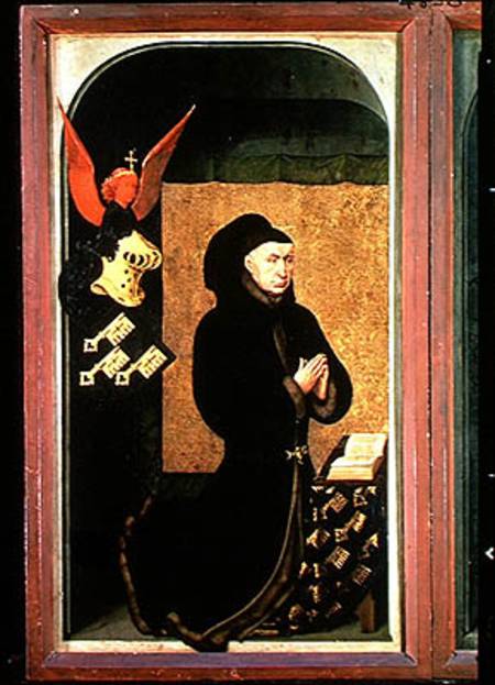The Donor, Chancellor Nicholas Rolin, Kneeling in Prayer, from the reverse of the Last Judgement pol de Rogier van der Weyden