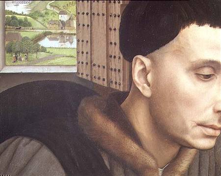 St. Ivo (?), detail of the Window and St. Ivo's Head de Rogier van der Weyden
