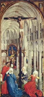 The seven sacraments, middle section -- crucifixio de Rogier van der Weyden